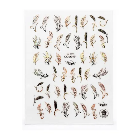 Naklejki na paznokcie kłosy i trawy – złota folia – CJ-074